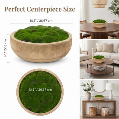 Zhehao 10.5x10.5x4 Inch Moss Wood Bowl, Artificial Moss Decorative Bowl for Centerpiece, Natural Round Centerpiece for Wedding Table, Housewarming Gift, Living Room, Office Decor