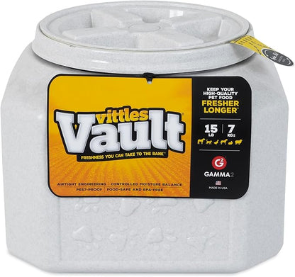 Gamma2 Vittles Vault Dog Food Storage Container with Airtight Lid, holds up to 10-15 Pounds of Dry Pet Food, Cat Kibble and Bird Feed, BPA Free, Made in USA, Without Scoop