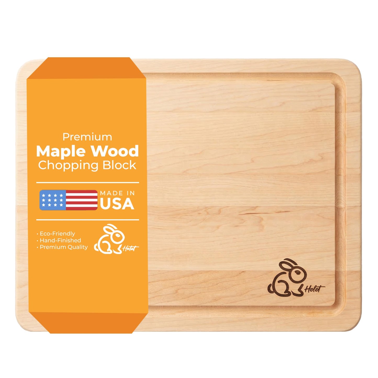 Sous Chef Block – Premium Maple Wood Cutting Board, Heavy-Duty Wooden Chopping Block for Kitchen, Reversible Butcher Block with Juice Groove, MADE IN USA