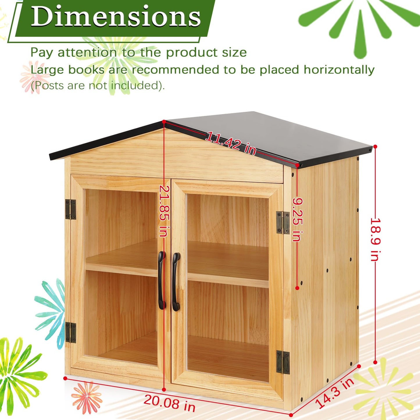 Exttlliy Outdoor Library Outdoor Book Box Storage Small Wooden Cabinet Little Literature Box for Neighborhoods Community and Schools Sharing Books, Flyers, Newspapers, Food and Art (D)