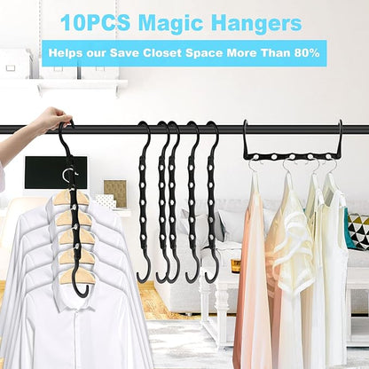DUCOO 10 PCS Space Saving Hangers, 5-Hole Magic Hangers