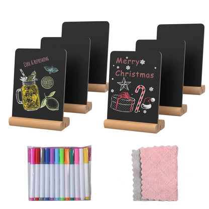 DOCMON Chalkboard Signs, 6 Pack Mini Chalk Board Sign Board with Stand for Food, Buffet, Parties, Message Boards, Table Numbers (4 x 6 in)