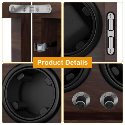 Domivans Watch Winder for Automatic Watches,8 Wooden Watch Rotating Case with LED Light,4 Rotation Modes, Elastic Watch Pillows Quiet Mabuchi Motor