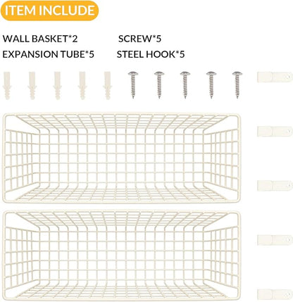 2 Sets Extra Large Hanging Wall Basket, WallmountedFruit Vegetable Toy Snack