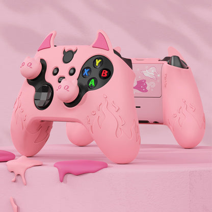 PlayVital Halloween Cute Demon Silicone Cover for Xbox Series X/S Controller, Kawaii Anti-Slip Controller Skin Grip Protector for Xbox Core Wireless Controller with Thumb Grip Caps - Pink