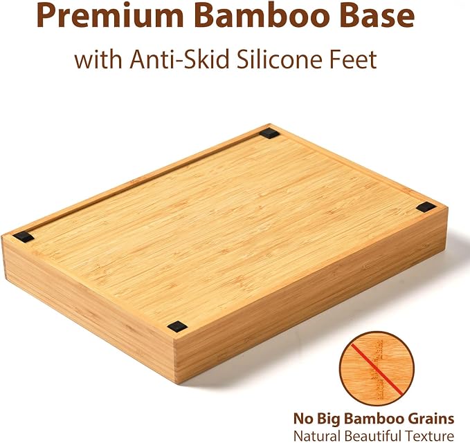 Umilife Bamboo Kitchen Drawer Organizer, 9 Inch Silverware Utensils Tray Holder for Small Drawer, Wood Caddy for Flatware Cutlery Knives