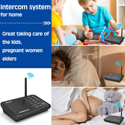 Intercoms Wireless for Home, Home Intercom System Wireless, 5280 Feet Long Range House Intercom System for Business, Two Way Wireless Intercoms for Office, Wireless Room Monitor LD666-4P