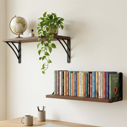 Z METNAL Decorative Shelf Brackets, Black Metal Shelves Bracket, Wall Decor, Modern Shelving Bracket for DIY Floating Shelves, 6 inch, 4 Pcs