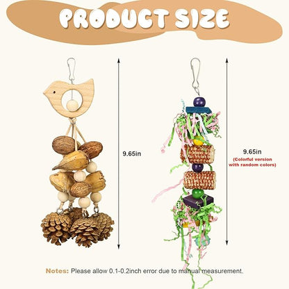 Bird Toys 3 Pack Parrot Toys Natural Bird Cage Accessories Shredded Foraging Supplies Suitable for Parakeets, Cockatiels, Conures, Lovebirds and Most Small to Medium