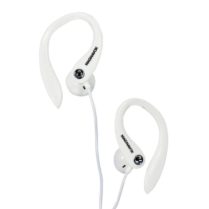 Magnavox MHP4854-WH Earhook Earbuds with Microphone - Available in Black & White - Durable Rubberized Cable