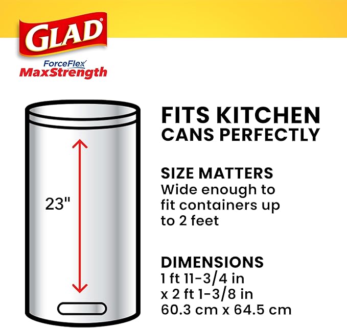 Glad ForceFlex MaxStrength Kitchen Trash Bags, 13 Gal, Fresh Clean Febreze