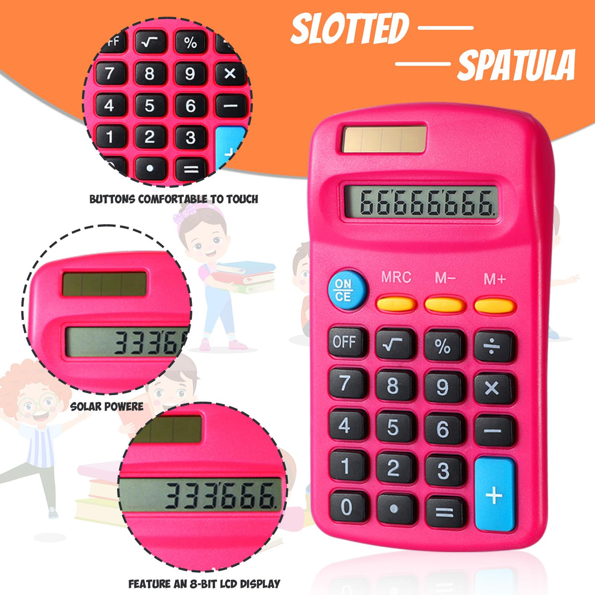 Copkim 24 Pack Student Mini Calculator for Classroom, 8-Digit Display Dual Powered Handheld Math Tools for Teachers, School Supplies and Classroom Rewards, Compact Design(Rose Red)
