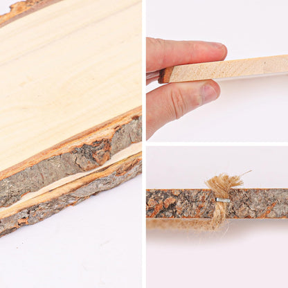 IHDYPPEW 18 Pack Wood Signs, Unfinished Rectangle Wooden Plaque with Rope, Live Edge Wood Plaque for DIY, Burning Carving, Wedding, Restaurant, Home Decor (4 x 10 Inch)