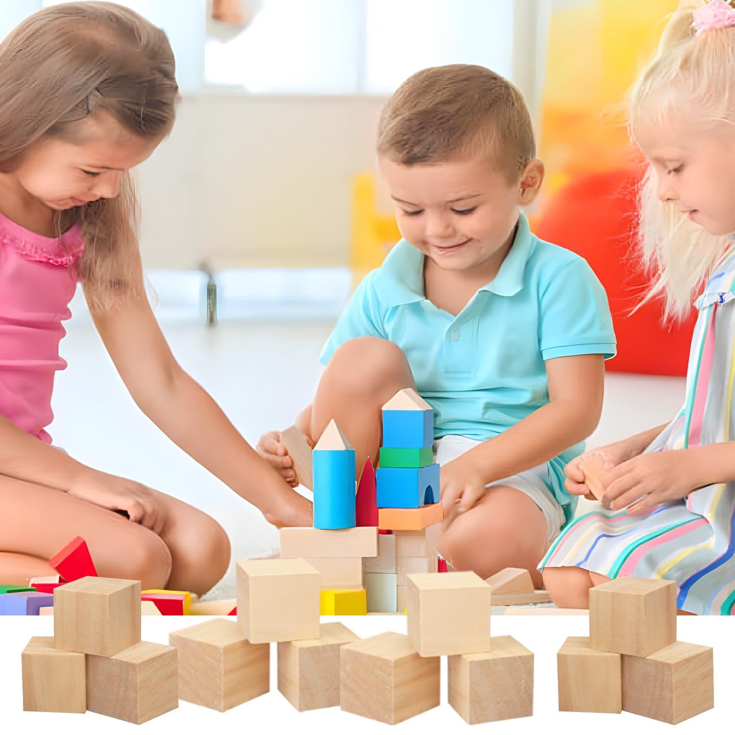kukmakri 15 PCS Premium 3.15 Inch Wooden Cubes, Natural Pine Wood Cubes for Crafts, Wood Blocks Ready for Artistic DIY Projects-Unleash Creativity with Blank Wood Blocks.