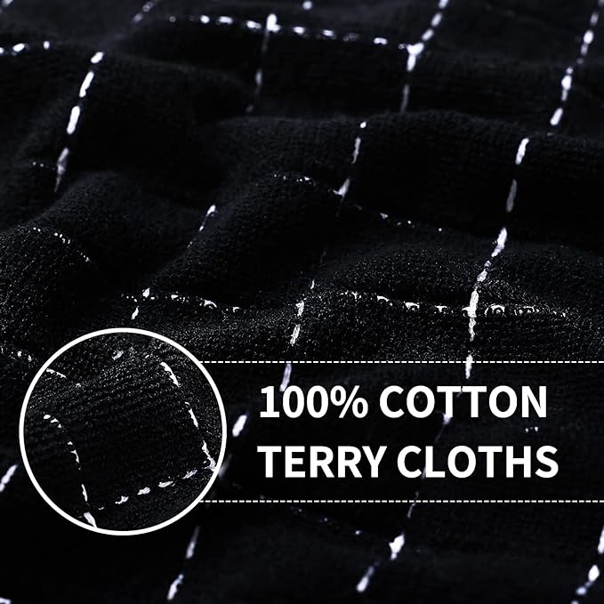 Homaxy 100% Cotton Terry Kitchen Towels, Checkered Designed, Soft and Super