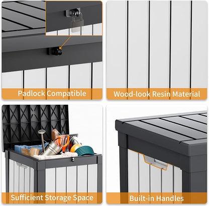 PatioZen 53 Gallon Package Delivery Boxes for Outside, Lokable Secure Resin Package Delivery Box with Lid, Weatherproof and Anti-Theft Storage for Outdoor Front Door,Curbside, House (Black&White)