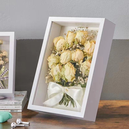 CROISSANT 2 Pack 6x8 Shadow Box Frame, HD Glass White MDF Wooden Frames for Flower Pressing, Seashell Display Box, Pet Memorial Shadow Box (2pcs 6X8)