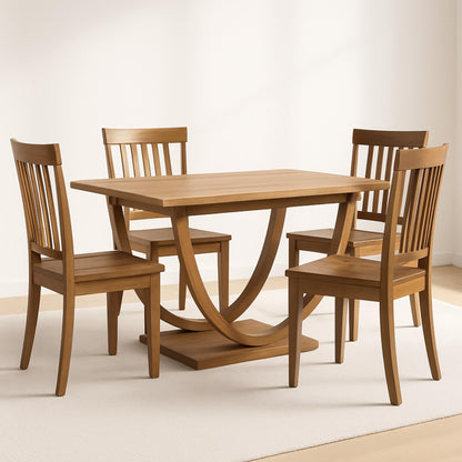 COLAMY Wooden Dining Chairs Set of 4, Spindle High Back Windsor Kitchen Side Chair, Farmhouse Dining Chairs for Kitchen and Dining Room, Light Brown