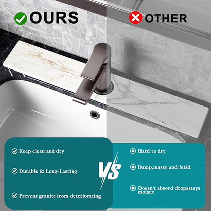 Mrcrypos Stone Faucet Mat for Kitchen Sink, 23.6" Fast Drying Sink Splash Guard
