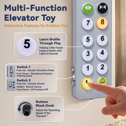 Civikids Elevator Activity Panel Toy for Toddlers, Musical Toy Sensory Busy Board with Lights Sounds Numbers, Montessori Toys for 2 Year Old Boys Girls, Toddler Travel Toys, Birthday Gift for Kids
