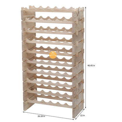 fdjamy Wine Rack Solid Wood Stackable Storage Wooden Wine Rack Wine Cabinet (60 Bottles, Natural Color)