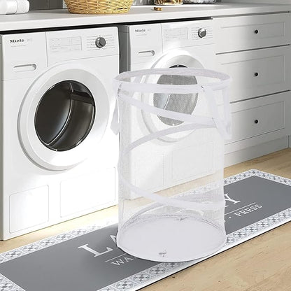 BATTOO 2 Pack White Large Collapsible Laundry Basket Foldable Mesh Pop Up Hamper