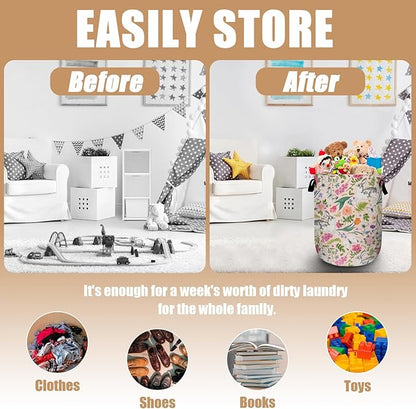Bunny Rabbit Laundry Basket, Foldable Rabbit Flower Laundry Hamper Tote Bag