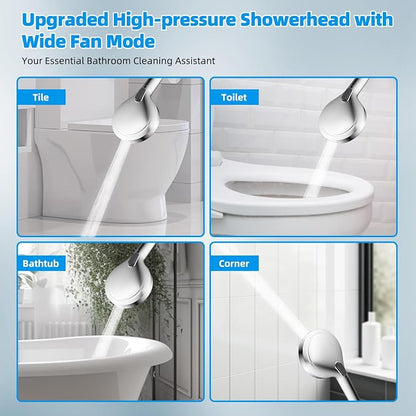 Hibbent All Metal CUPC Certified Shower Head, 10'' High Pressure Rainfall Shower Head, Handheld Showerhead Combo, 12'' Adjustable Extension Arm, 10 Sprays, 71'' Shower Hose, Showerhead Holder, Chrome