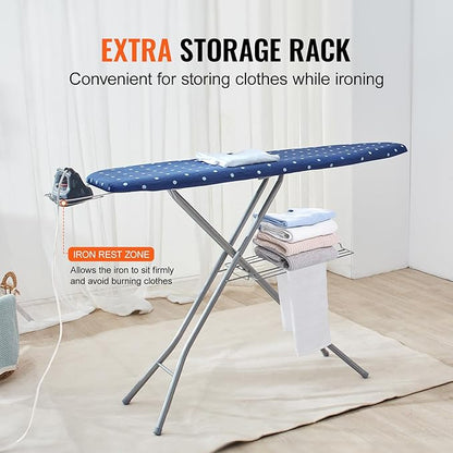 VEVOR Ironing Board with Bottom Storage Tray, Thickened 4 Layers Iron Board