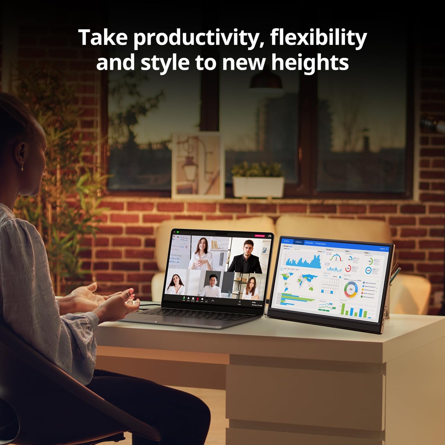 Anyuse Portable Monitor for Laptop 15.6 Inch 1080P USBC-C HDMI Ultra-Slim Travel Monitor with Kickstand, Second External Monitor for Laptop,PC,Mac Phone,PS,Xbox,Swich, black, PM-156P1