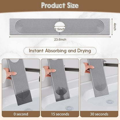 Faucet Mat for Kitchen Sink, Diatomite Quick Drying Tray, Long 23.6'' Kitchen