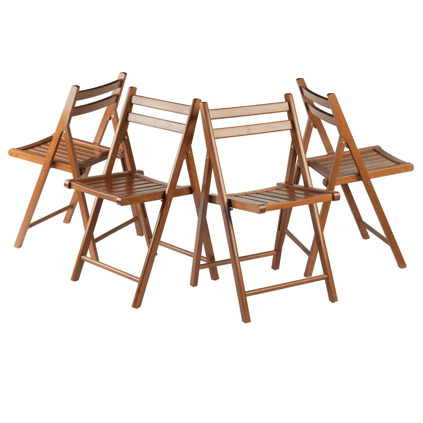 Winsome Robin Folding Chair Set of 4 in Teak, Convenient & Lightweight Portable Kitchen & Dining Chairs for Small Homes & Apartments, Indoor & Outdoor Foldable Seating