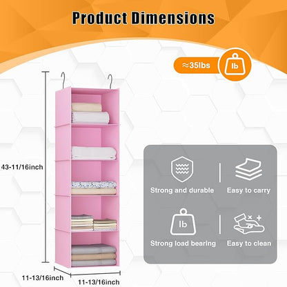 Hanging Closet Organizer, Easy Mount Foldable 5-Shelf Hanging Closet Wardrobe