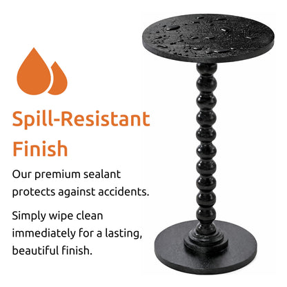 LIVINGNISH Solid Wood Round Side Table for Living Room, Bedroom and Office — Handcrafted 22-Inch End Table, Bedside Nightstand, Accent Table for Small Spaces with Tool-Free Assembly- Charcoal Gray