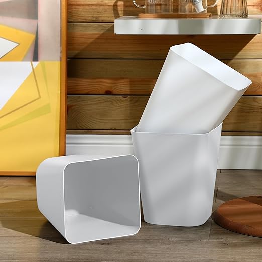Amyhill 10 Pcs Small Trash Can 2 Gallon Plastic Garbage Can Small Waste Basket for Bathroom Office Kitchen Living Room Bedroom Home Under Desk (White)