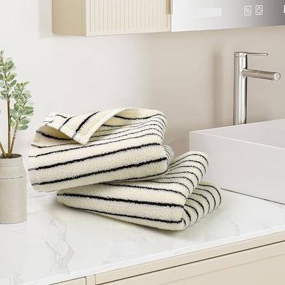 Jacquotha Black and White Striped Hand Towels
