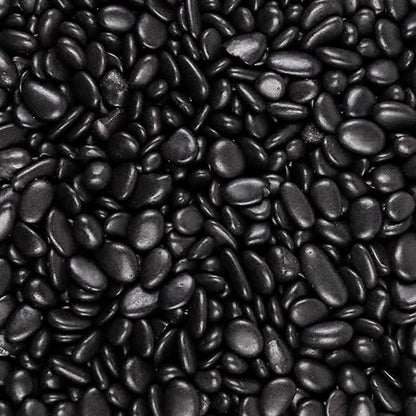 5lb River Rocks Polished Silica Gravel for Plants, Garden Decorative Pebbles Ideal for Fish Tank, Vases, Succulents, Crafting, Home Decor and Garden Landscaping, Polished Black