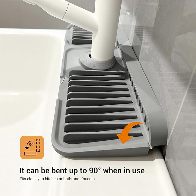 Faucet Mat for Kitchen Sink, 17.7"X5.5" Silicone Sink Splash Guard