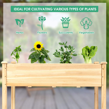 S AFSTAR Raised Garden Bed, Elevated Wooden Planter Box, 49.5”L x 23.5”W x 30”H, Outdoor Gardening Planting Bed for Vegetables, Flowers & Herbs Grow, Great for Backyard Patio Lawn (Natural)