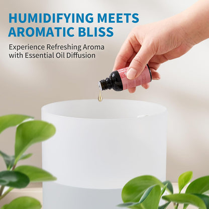 Humidifier for Bedroom, 2.5L Cool Mist Humidifier with Essential Oils Diffuser and Nightlight, Top Fill Humidifiers for Home, Auto Shut-off
