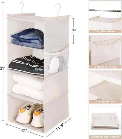 MAX Houser 4 Tier Shelf Hanging Closet Organizer, Closet Hanging Shelf