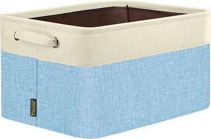 BALEINE 1 Pack Fabric Closet Storage Bins for Shelves, Linen Closet Organizers and Storage, Decorative Baskets for Organizing, Shelf, Clothes, Home, Office (Skyblue, 17''x13''x10.5'')