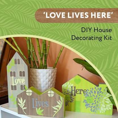 Impresa Wood Table Top House Painting Kit - Vibrant Acrylic Paint Set & Art Supplies - Floral Stencils for Wood House Painting - DIY Craft Kit for Home & Table Decor - 2 Fl Oz Bottles