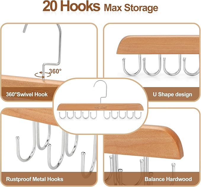 TOPIA HANGER Bra Hanger for Closet, 2 Pack Tank Top Hangers 40 Hooks Capacity