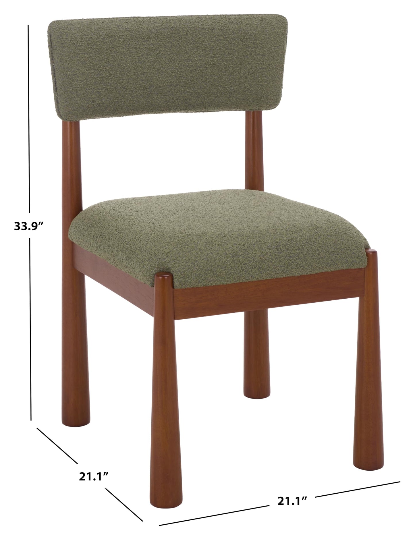 SAFAVIEH Home Collection – Koki Walnut & Green Upholstered Dining Chair, Padded Seat & Back (DCH9222D)