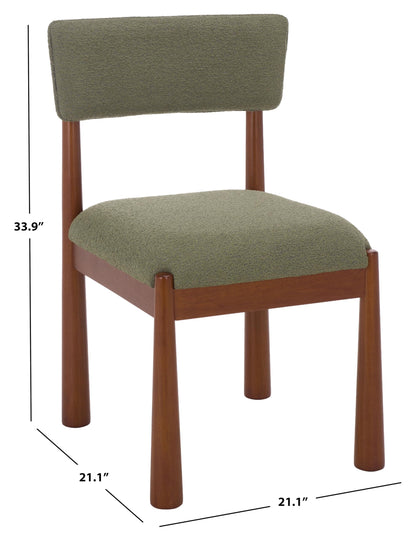 SAFAVIEH Home Collection – Koki Walnut & Green Upholstered Dining Chair, Padded Seat & Back (DCH9222D)