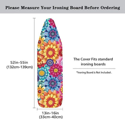 Colorful Flowers Ironing Board Cover Retro Dahlia Floral Iron Board Covers