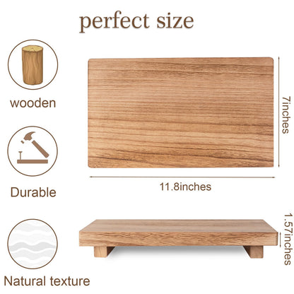 zoocatia Small Wood Tray Pedestal Stand Farmhouse Bathroom Decor Decorative Wooden Riser Kitchen Soap Dish Holder for Vanity, Counter, Sink, Large 11.8" x 7" - Brown