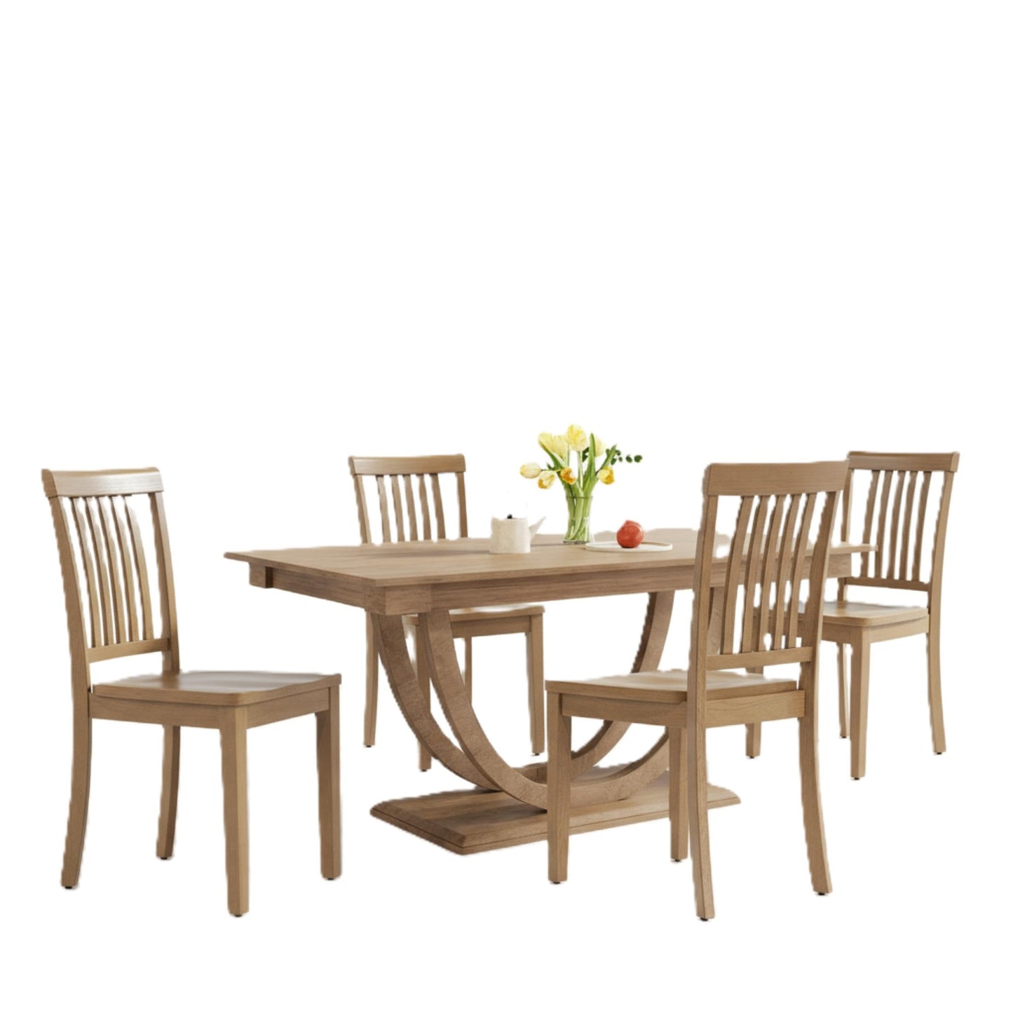 COLAMY Wooden Dining Chairs Set of 4, Spindle High Back Windsor Kitchen Side Chair, Farmhouse Dining Chairs for Kitchen and Dining Room, Light Brown