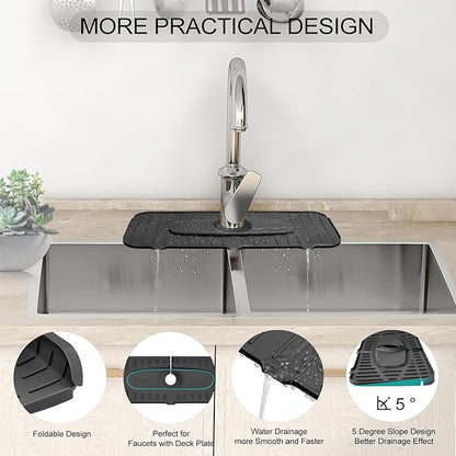 Upgraded Version Silicone Faucet Mat, Kingmall Kitchen Faucet Mat Silicone